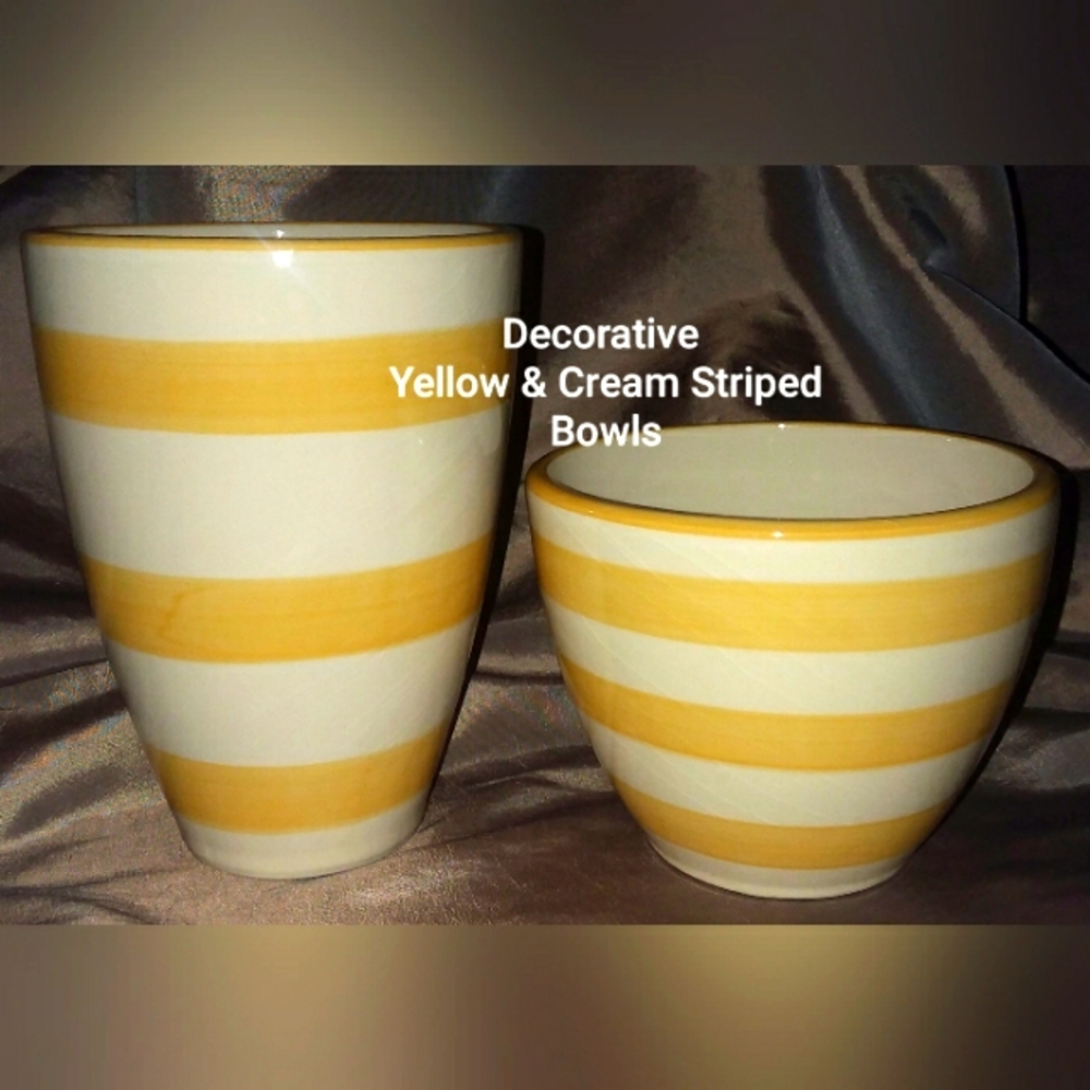 Old Time Pottery Yellow Stripe Bowls